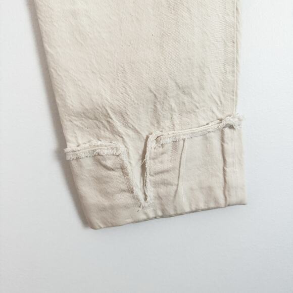 ZARA High Rise Cuffed Straight Leg Pants Cream 00 - Picture 7 of 8